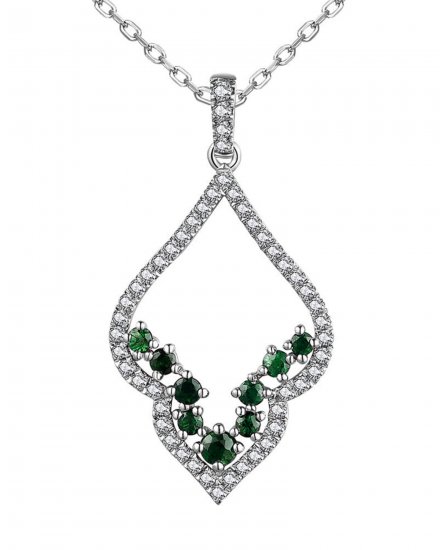 LEAF STYLE COLORED STONE DIAMOND PENDANT (TP2645)